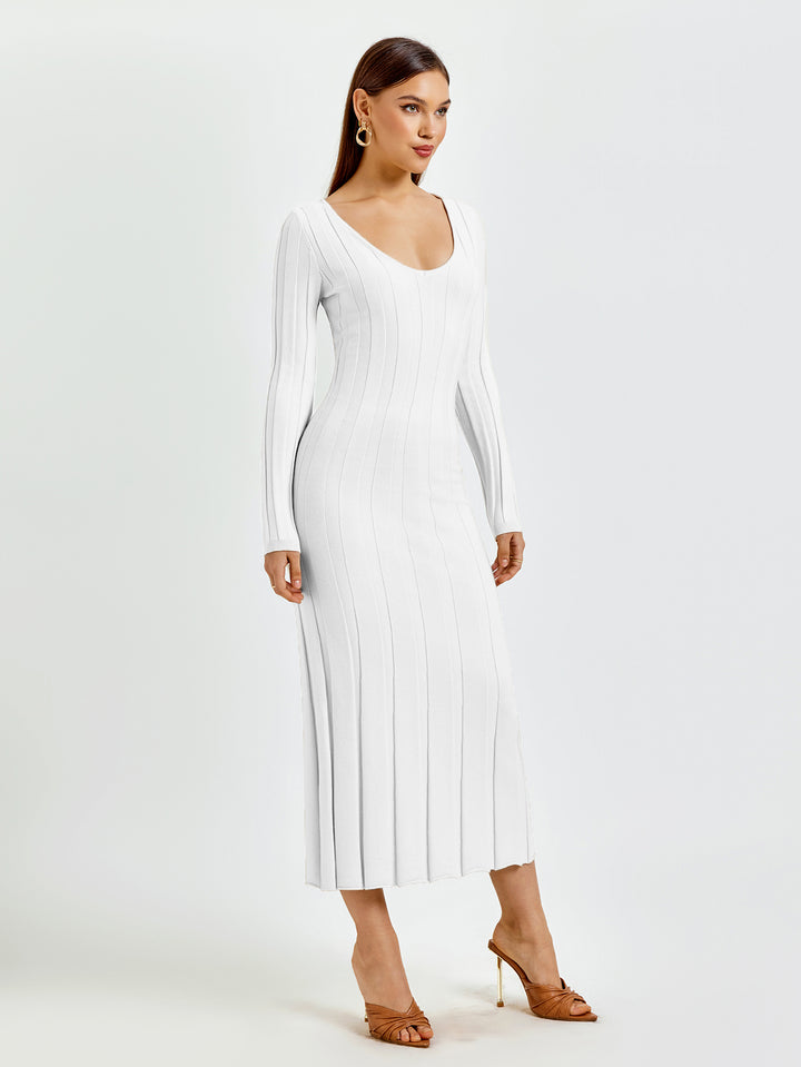 AINCELIA Ribbed Knit Midi Dress