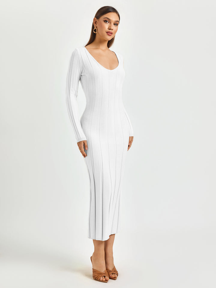 AINCELIA Ribbed Knit Midi Dress