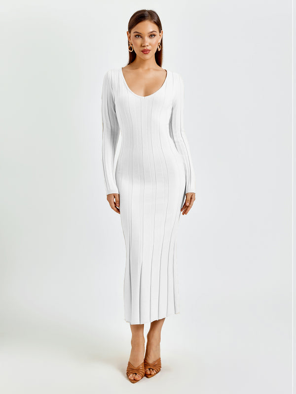 AINCELIA Ribbed Knit Midi Dress