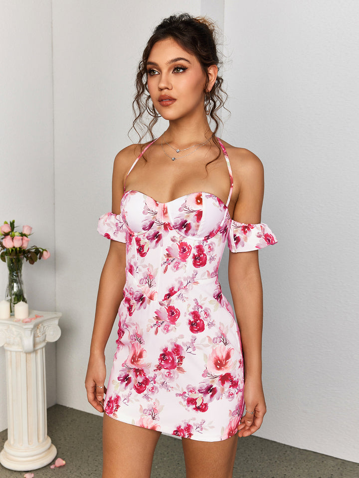 LEAELIA Off-Shoulder Floral Mini Dress