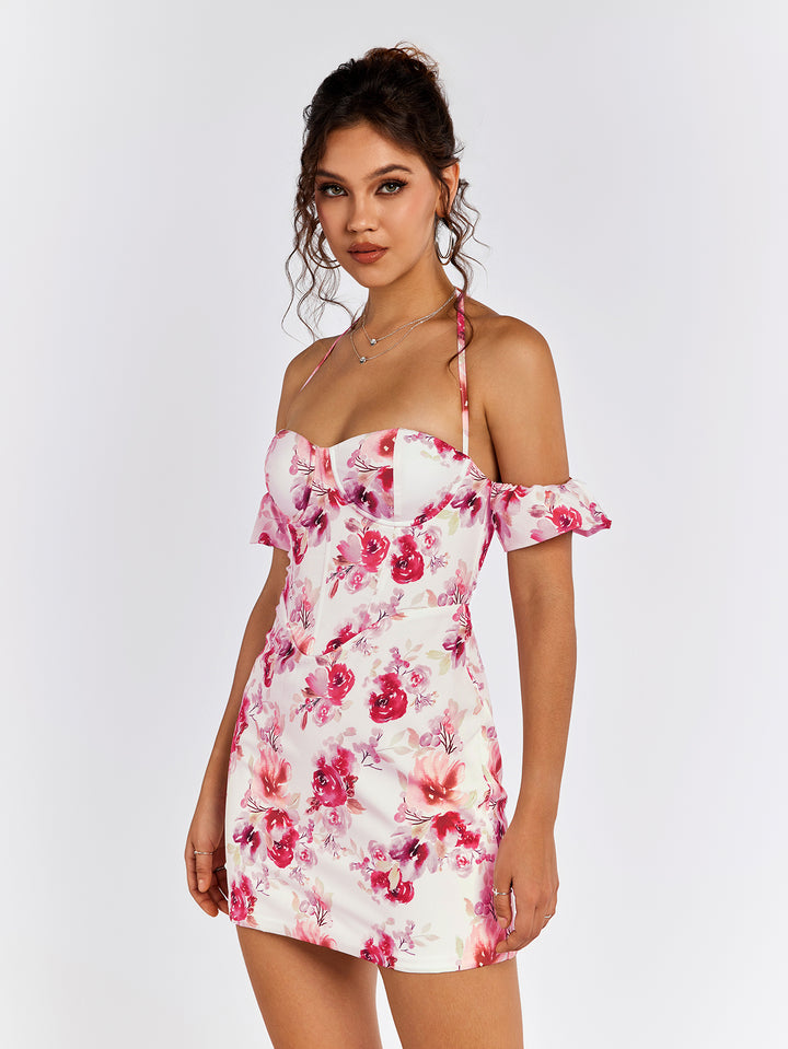 LEAELIA Off-Shoulder Floral Mini Dress