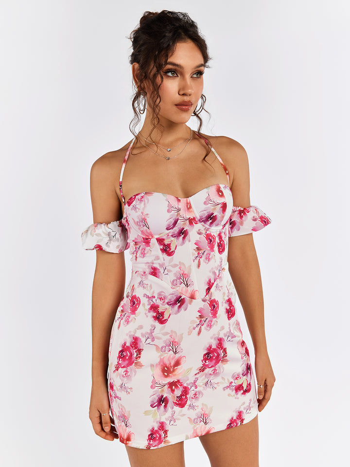 LEAELIA Off-Shoulder Floral Mini Dress