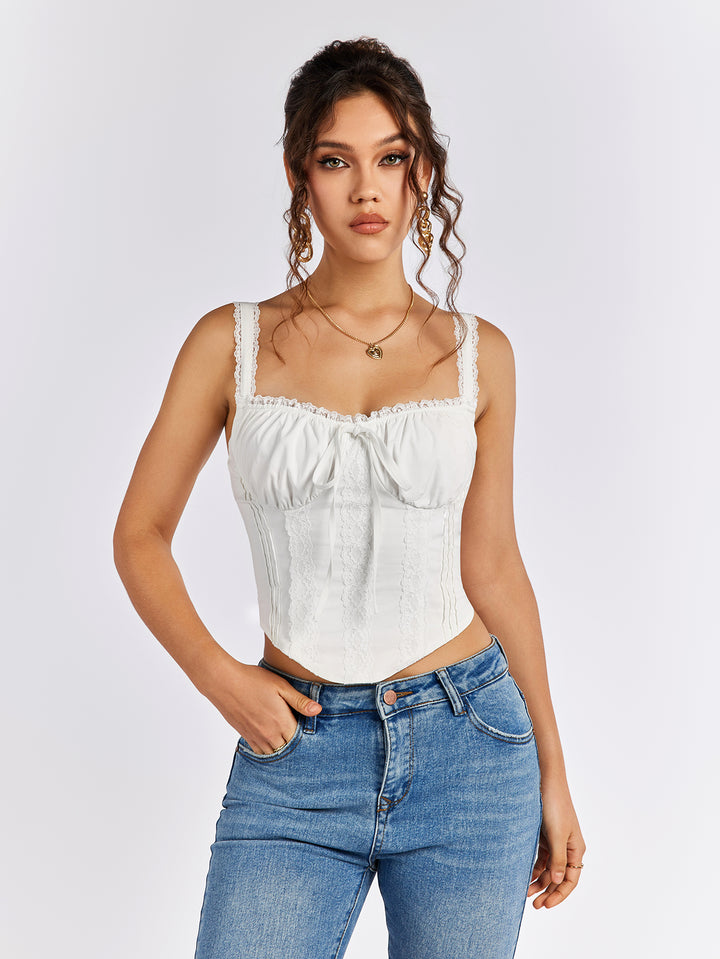 VELIA Lace-Trimmed Corset Top