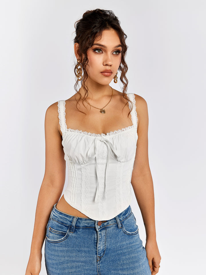 VELIA Lace-Trimmed Corset Top