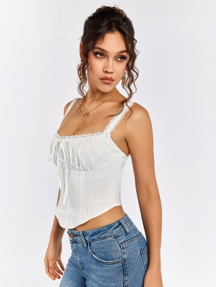 VELIA Lace-Trimmed Corset Top