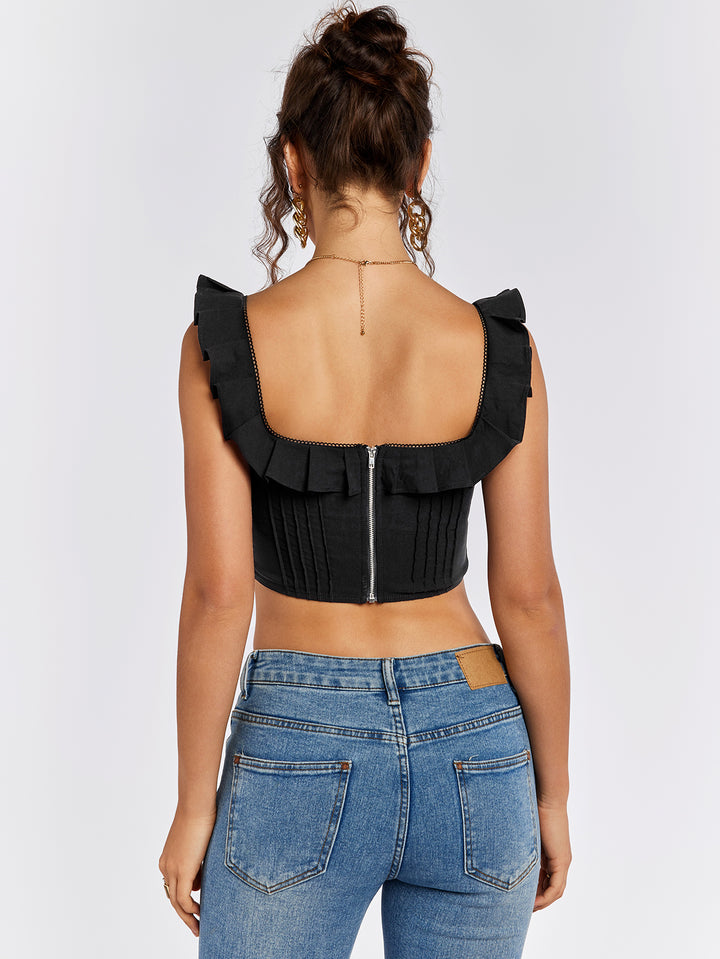 INALIA Ruffled Corset Crop Top