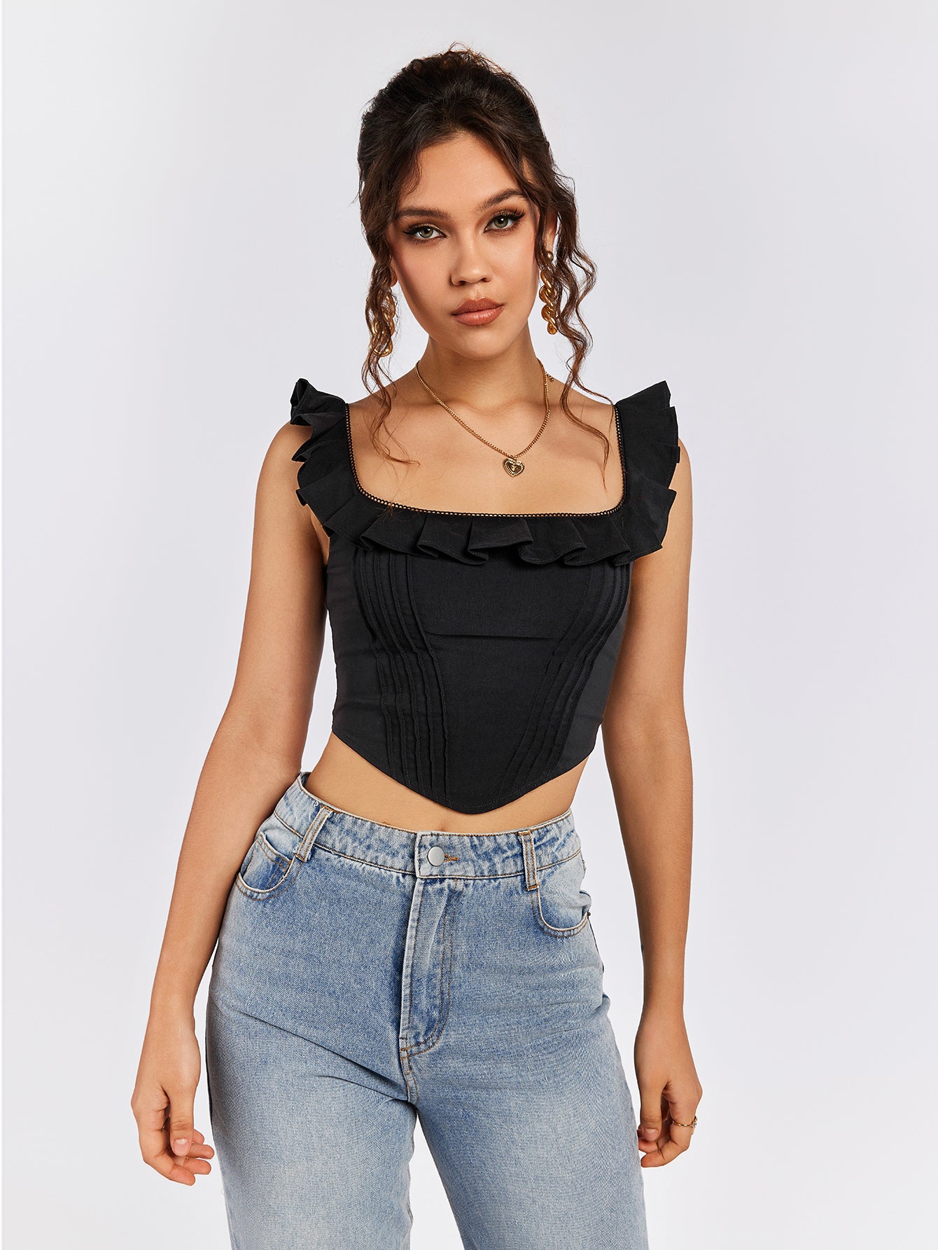 Layed Ruffed Crop Top INALIA Ruffled Corset Crop Top – Courecrop