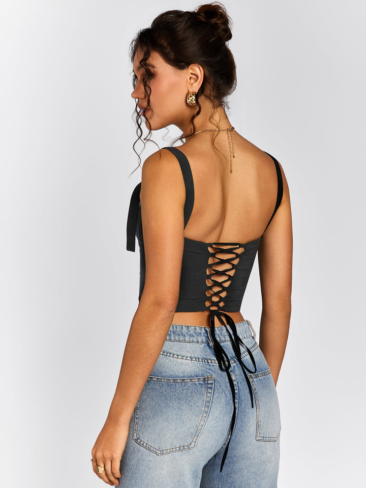 RCYNA Lace-Up Corset Top