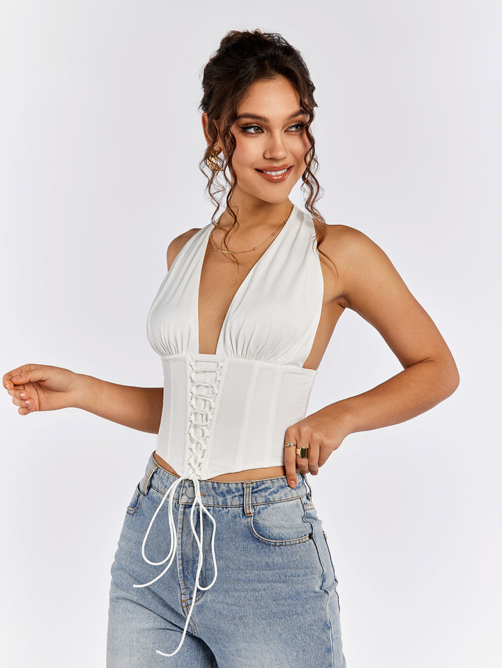 AVECIA Tie-Back Corset Top