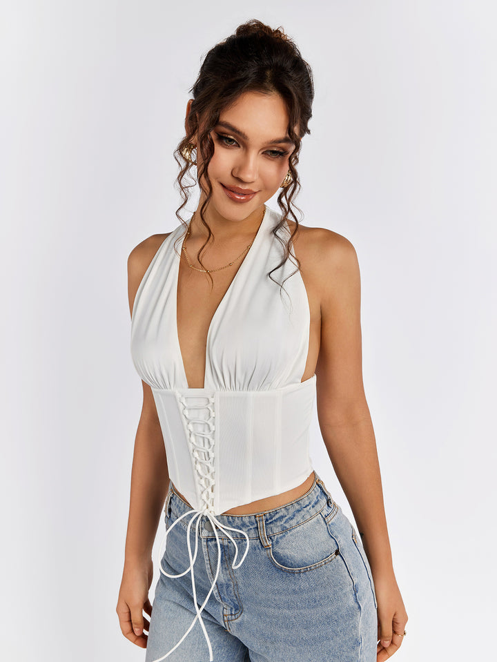 AVECIA Tie-Back Corset Top