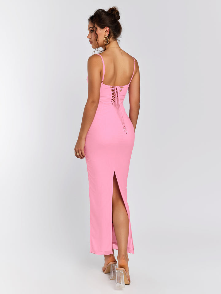 CYVE Lace-Trimmed Maxi Dress