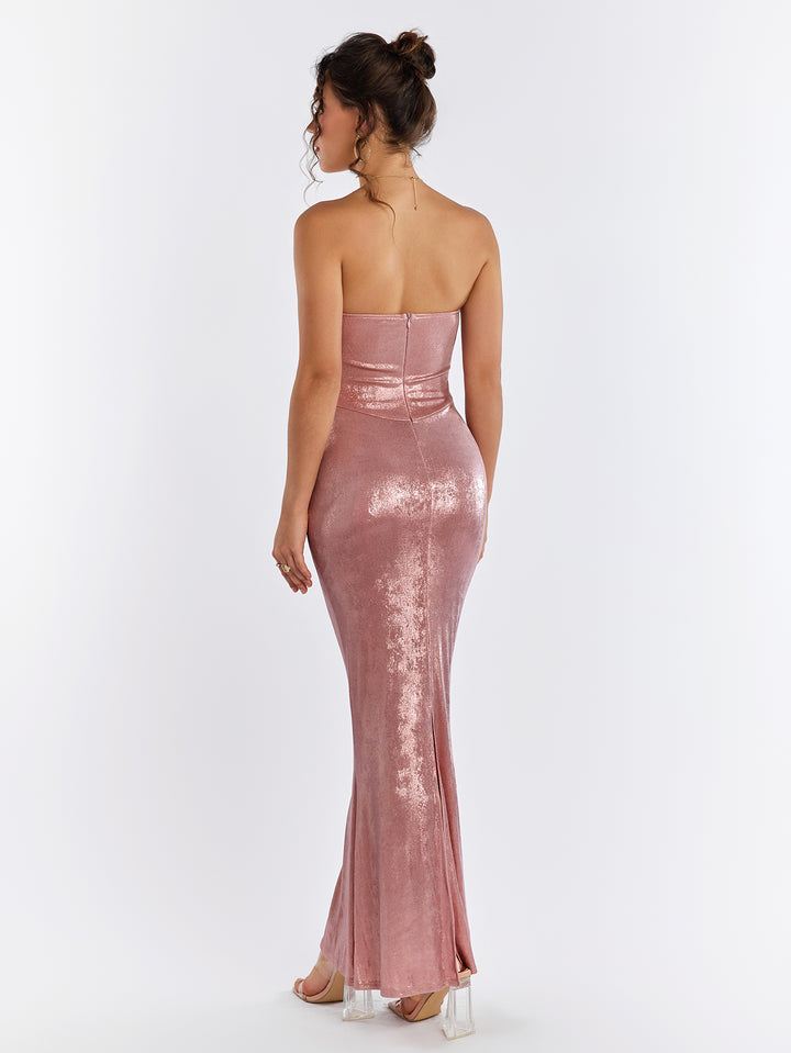 CELIAELA Knit Strapless Mermaid Gown Dress