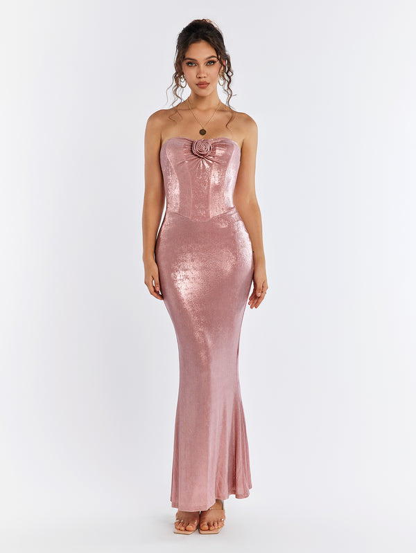 CELIAELA Knit Strapless Mermaid Gown Dress