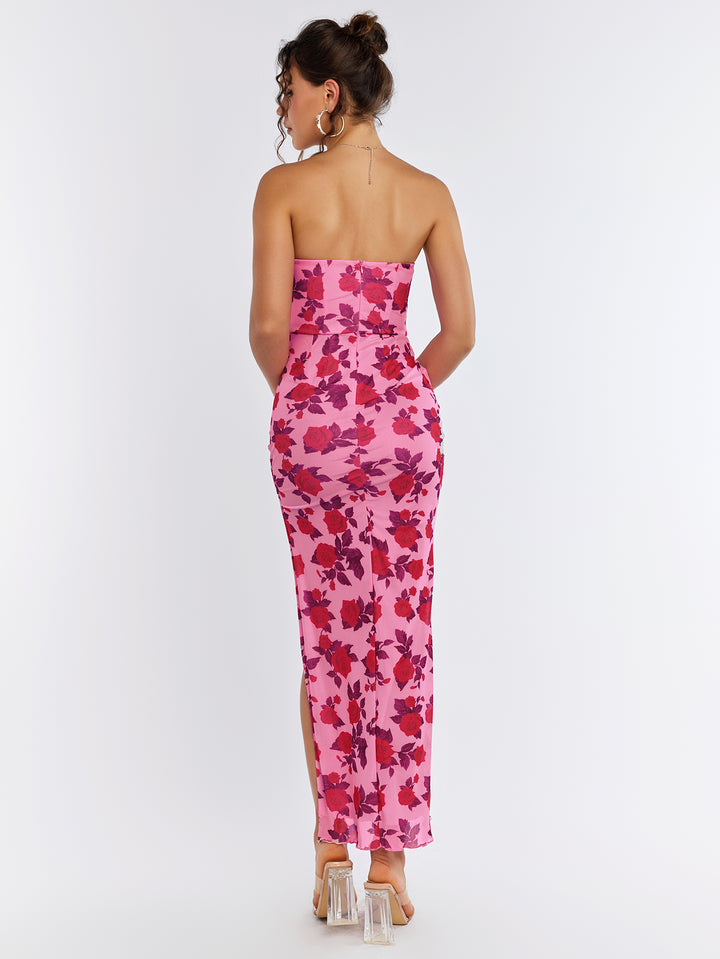 ARCNA Floral Strapless Midi Dress