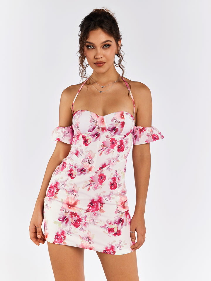 LEAELIA Off-Shoulder Floral Mini Dress