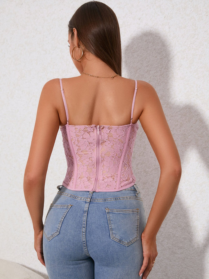 SYLVIA Zip Back Lace Cami Top