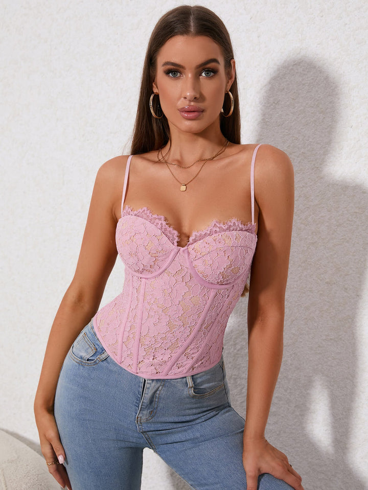 SYLVIA Zip Back Lace Cami Top