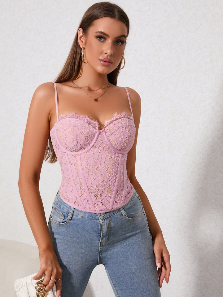 SYLVIA Zip Back Lace Cami Top