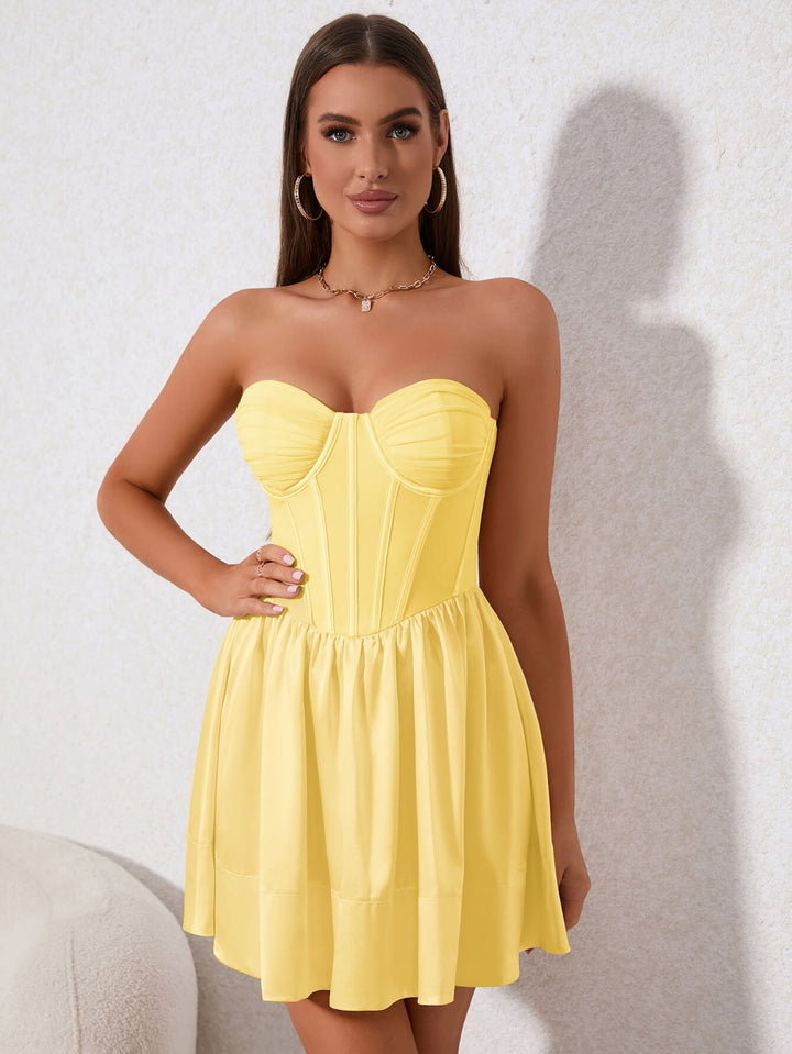 MIRANDA Ruffle Hem Bustier Tube Dress