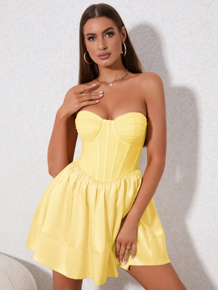 MIRANDA Ruffle Hem Bustier Tube Dress