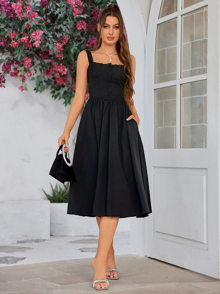 SIALEA Classic Lace-Trimmed Mid-Length Dress 