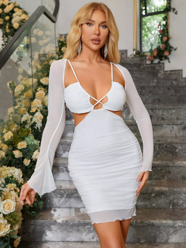 FIONA Double Layer Mesh Cut Out Dress