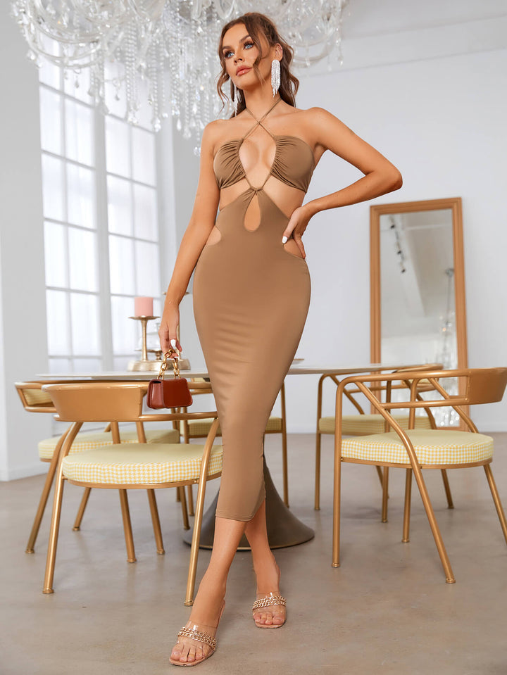 ALEXA Sleeveless Cut Out Long Bodycon Dress