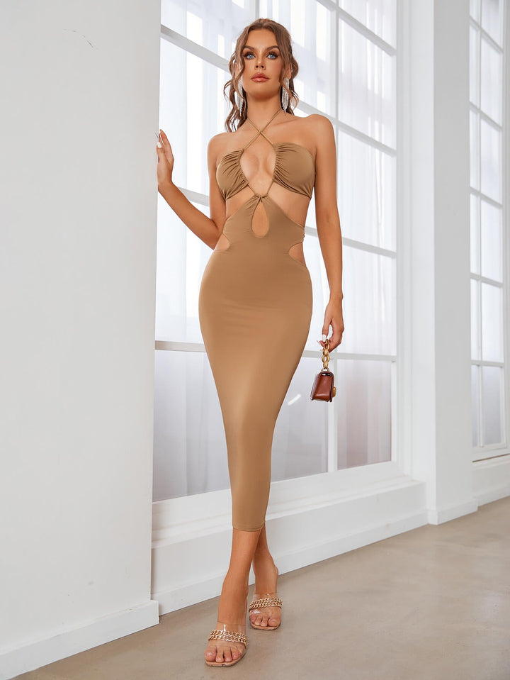 ALEXA Sleeveless Cut Out Long Bodycon Dress