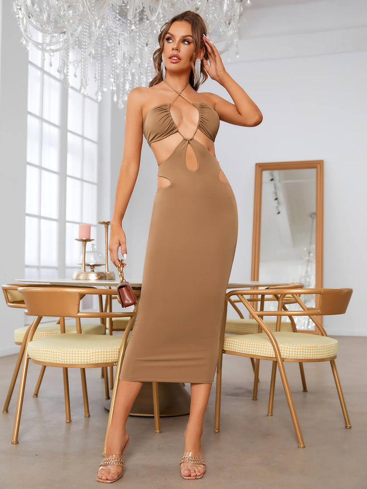 ALEXA Sleeveless Cut Out Long Bodycon Dress